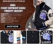 Beverly Hills Cop Axel Foley Detroit Lions Letterman Biker Jacket