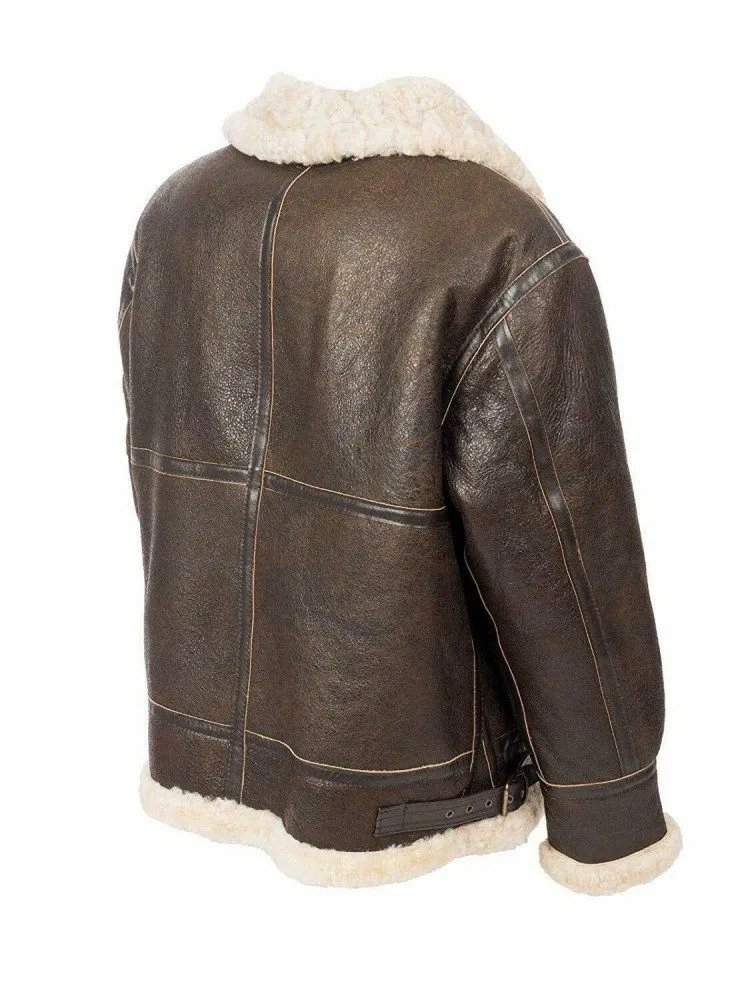 jb Flight B3 Aviator Bomber Leather Brown Jacket - Image 4