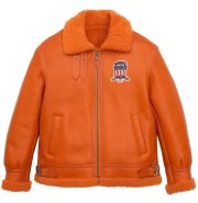 Avirex Orange Shearling Leather Jacket
