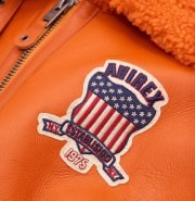 Avirex Orange Shearling Leather Jacket - Image 3