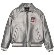Avirex Pewter Metallic Icon Leather Jacket