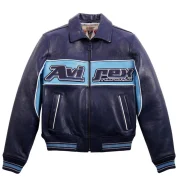 Avirex Nitro Run Blue Leather Jacket