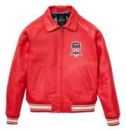 Avirex Red Real Bomber Flight Jacket Leather Jacket