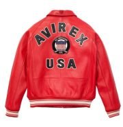 Avirex Red Real Bomber Flight Jacket Leather Jacket