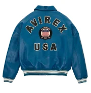 Avirex Teal Icon Leather Jacket - Image 2