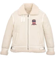 Avirex White Shearling Leather Jacket