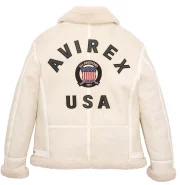 Avirex White Shearling Leather Jacket - Image 2