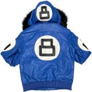 Unisex 8 Ball Multiple Colors Bomber Hooded Leather Jacket - Image 3
