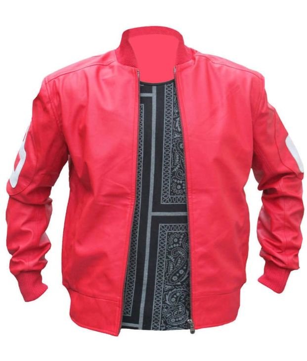 8-Ball-Pink-Bomber-Jacket.jpg Unisex 8 Ball Pink Bomber Leather Jacket - Image 2