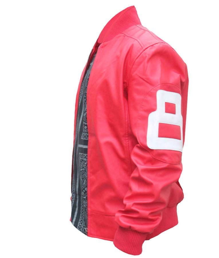 8-Ball-Pink-Jacket.jpg Unisex 8 Ball Pink Bomber Leather Jacket - Image 3