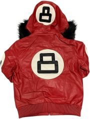 Unisex 8 Ball Multiple Colors Bomber Hooded Leather Jacket