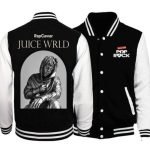 Juice Wrld Black and White Pop Rock Letterman Jacket