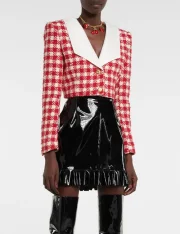 Ted Lasso Season 3 Keeley Jones Red Checked Cropped Jacket - Image 3