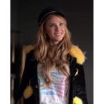 Ted Lasso S3 Juno Temple Black and Yellow Fur Jacket