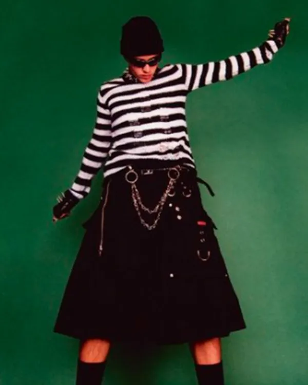 Justin-Bieber-Black-and-White-Costume-Sweater-Front.webp Justin Bieber Black and White Costume Sweater - Image 2