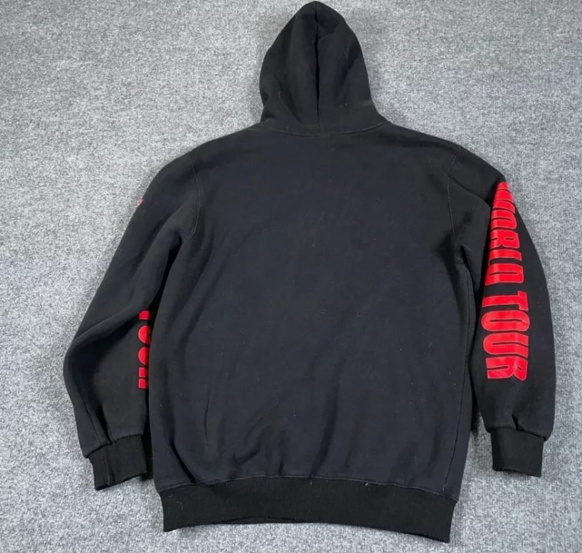 Justin Bieber Purpose Print Hoodie Sweatshirt Women's XL Black Red World Tour