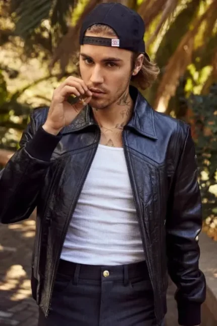 Justin Bieber Shirt Style Black Leather Jacket
