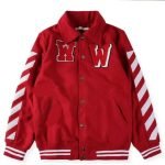 Justin Bieber Off White Varsity Jacket
