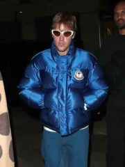 Justin Bieber London Fashion Week Blue Puffer Jacket