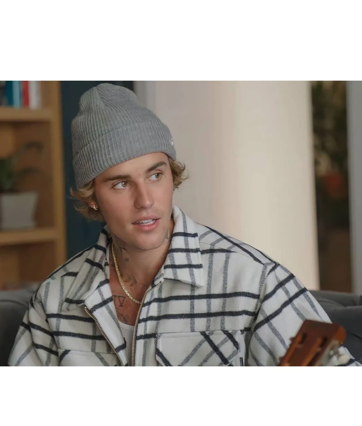 Next-Chapter-Justin-Bieber-Checked-Jacket.webp Justin Bieber Black and White Checkered Jacket - Image 2