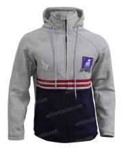Phil Dunster Ted Lasso Grey and Blue Hooded Jacket - Image 2