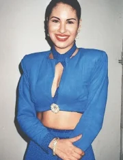 Singer Selena Quintanilla Blue Cropped Jacket - Image 2