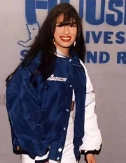 Singer Selena Quintanilla Blue Bomber Jacket - Image 2