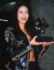 Selena Quintanilla Black Biker Vegan Studded Leather Jacket - Image 4