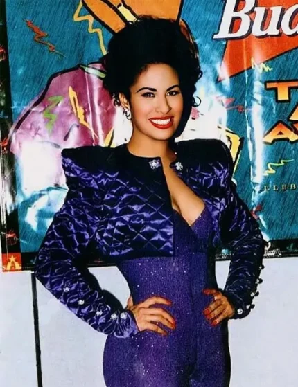 Selena Quintanilla Purple Diamond Quilted Cropped Jacket