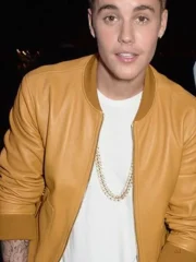 Justin Bieber Brown Varsity Bomber Leather Jacket - Image 3
