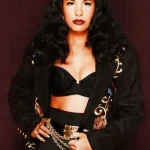 Singer Selena Quintanilla Embroidered Black Long Coat