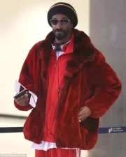 Snoop Dogg Faux Fur Red Coat