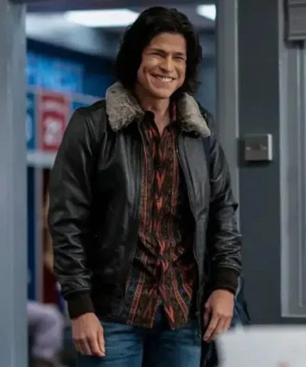 Ted Lasso S02 Dani Rojas Sherling Fur Collar Leather Jacket