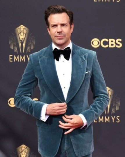 Ted Lasso Jason Sudeikis Blue Velvet Blazer
