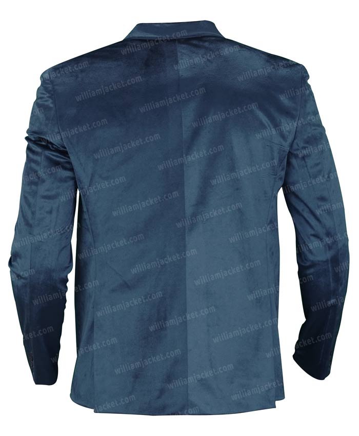 Ted-Lasso-Jason-Sudeikis-Blue-Velvet-Blazer-Back.jpg Ted Lasso Jason Sudeikis Blue Velvet Blazer - Image 4