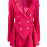 Ted Lasso S2 Keeley Pink Heart Button Wool Blazer