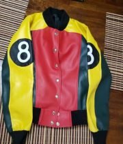 Womens 8 Ball Pool Bomber Leather Jacket