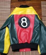Womens 8 Ball Pool Bomber Leather Jacket - Image 3