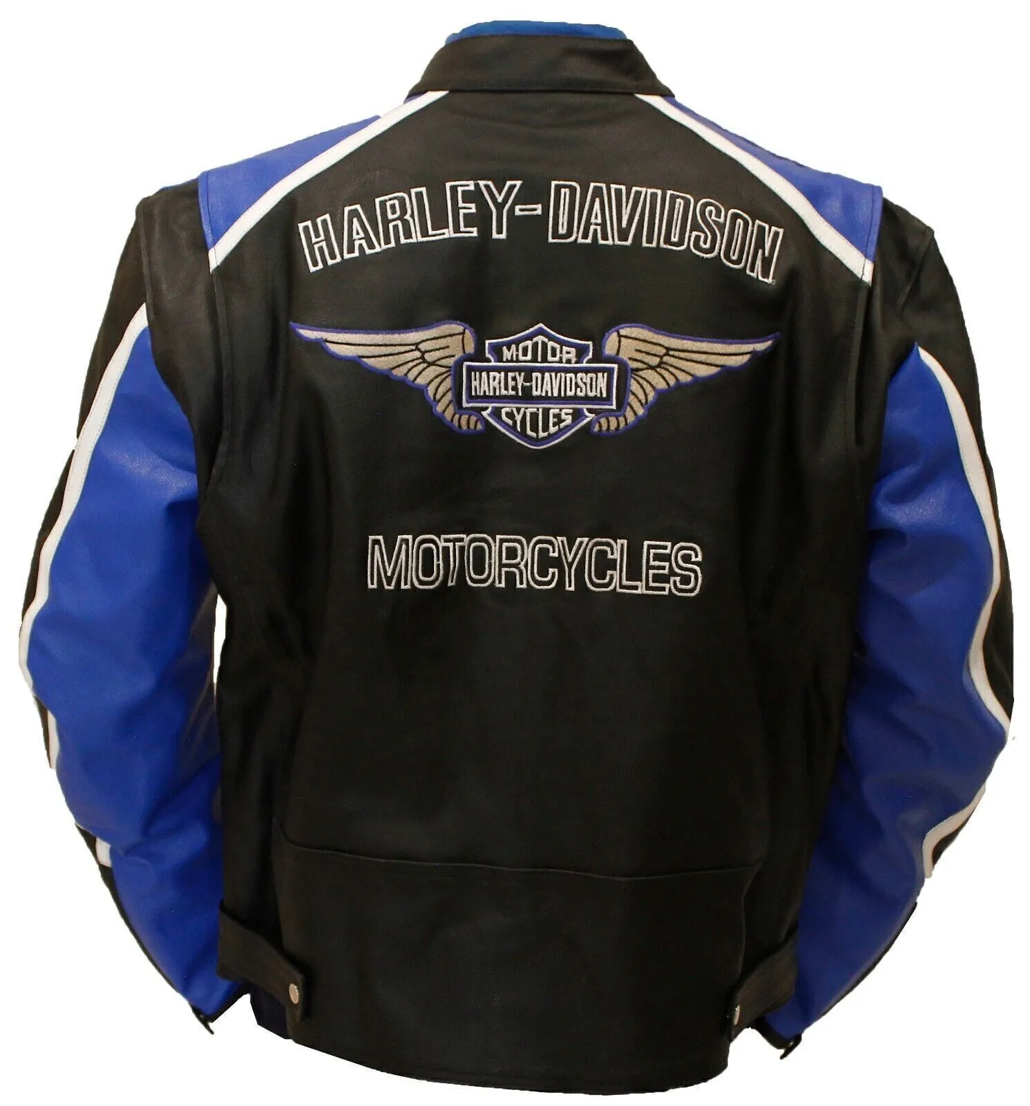 Harley Davidson Men’s CLASSIC BLUE CRUISER Jacket Motorcycle Real Leather Jacket gg Harley Davidson BLUE CRUISER Jacket - Image 3