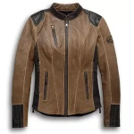 Harley Davidson Women's Gallun Triple Vent Brown Leather Jacket