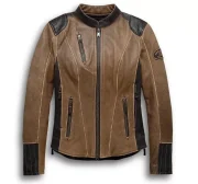 Harley Davidson Women's Gallun Triple Vent Brown Leather Jacket