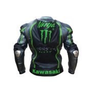 Men Kawasaki Ninja Motorbike Racing Leather Jacket - Image 2