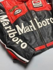 Men Marlboro Jacket Racing Motorcycle Biker Leather Jackets - Image 4