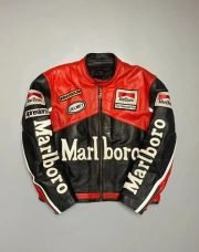 Men Marlboro Jacket Racing Motorcycle Biker Leather Jackets