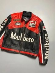 Men Marlboro Jacket Racing Motorcycle Biker Leather Jackets - Image 3
