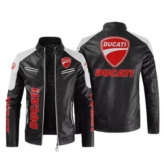 DUCATI Men’s Biker Motorbike Leather Jacket