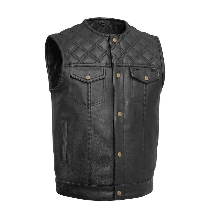 12 Gauge Men's Leather Vest for Motorcycle Riders