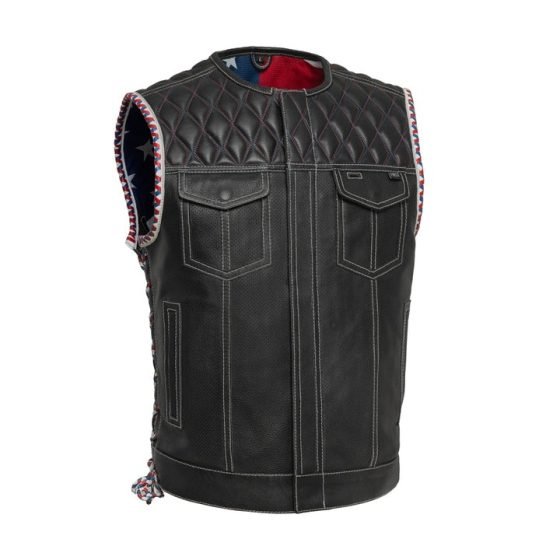 Captain Perforated Leather Motorcycle Vest for Warm Weather