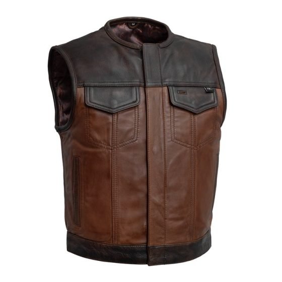 Lowside Gunner Men's High-Quality Leather Biker Vest