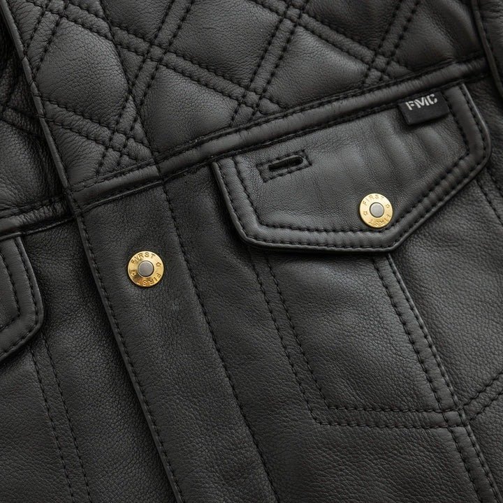 12 Gauge Men's Leather Vest for Motorcycle Riders